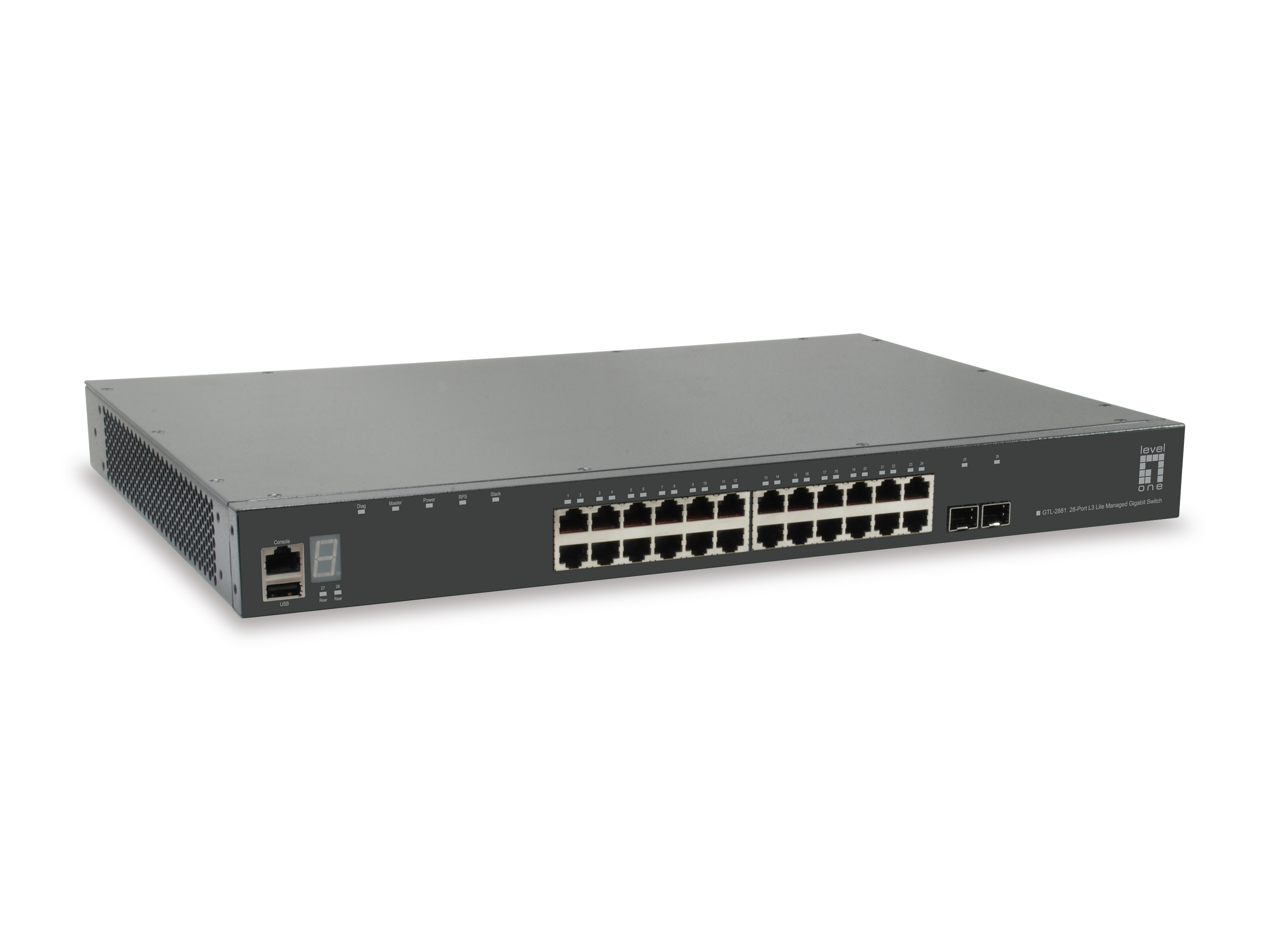 Image of LevelOne KILBY 28-Port Stackable L3 Lite Managed Gigabit Switch, 2...