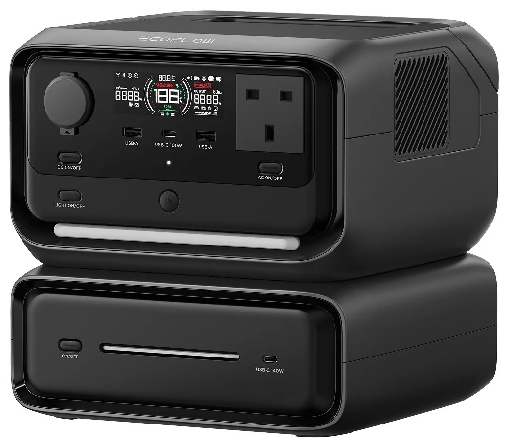 EcoFlow RIVER 3 Max 572Wh 600W with 3 UK plugs 100W USB-C (Plus + EB300)