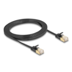 DeLOCK RJ45 Network Cable Cat.6A plug to plug with robust latch and Cat.7 raw flat cable U/FTP 2 m black