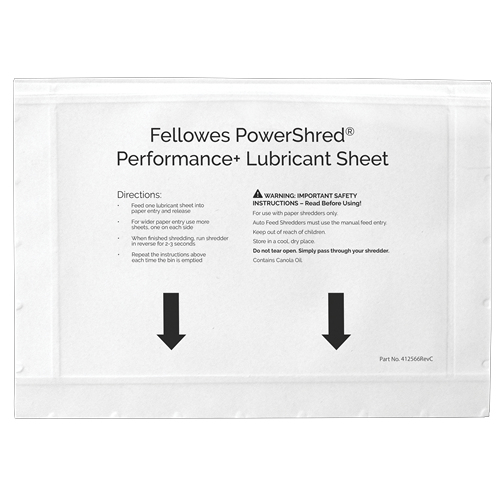 Fellowes Powershred Performance+ Lubricant Sheets (Pack of 10) 4025601