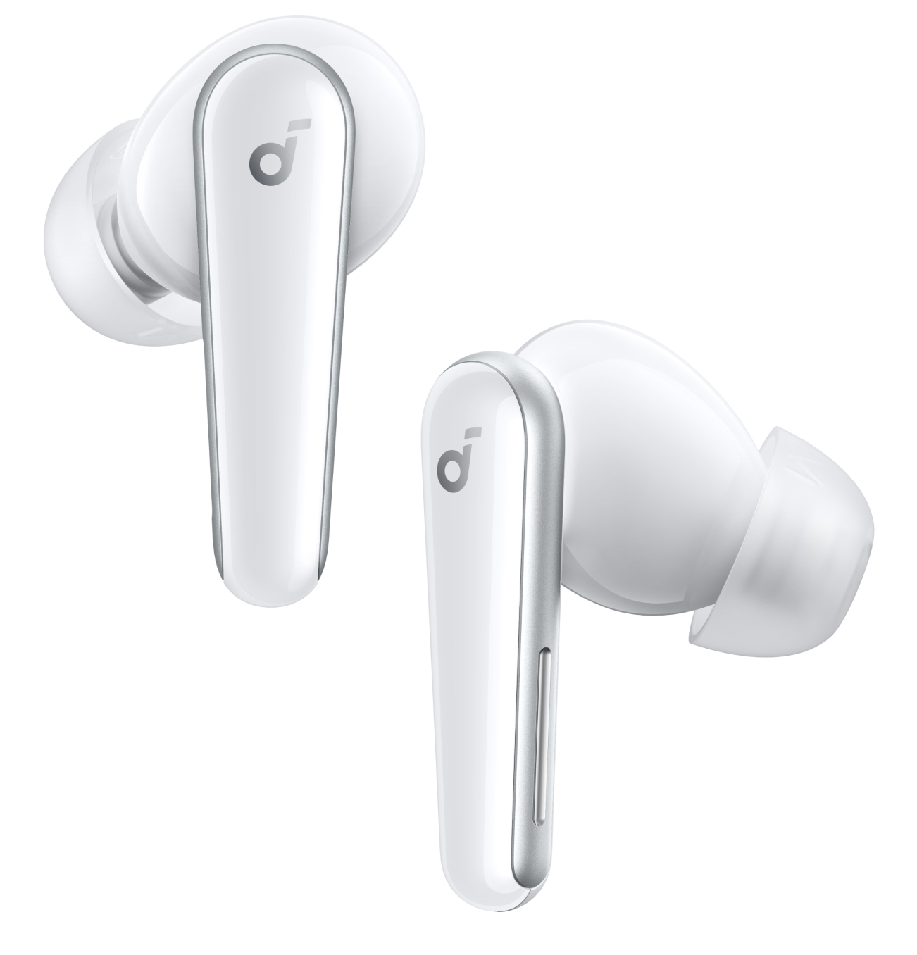 Soundcore White Liberty 5 Wireless Noise Cancelling Earbuds.
