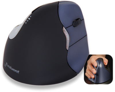 VMOUS4WRLHY EVOLUENT An Evoluent product. The RIGHT HANDED Evoluent VerticalMouse 4 wireless is a vertical patented mouse that supports your hand in a relaxed handshake position- and eliminates the arm twisting required by ordinary mice. The 4 is the latest evolution of this