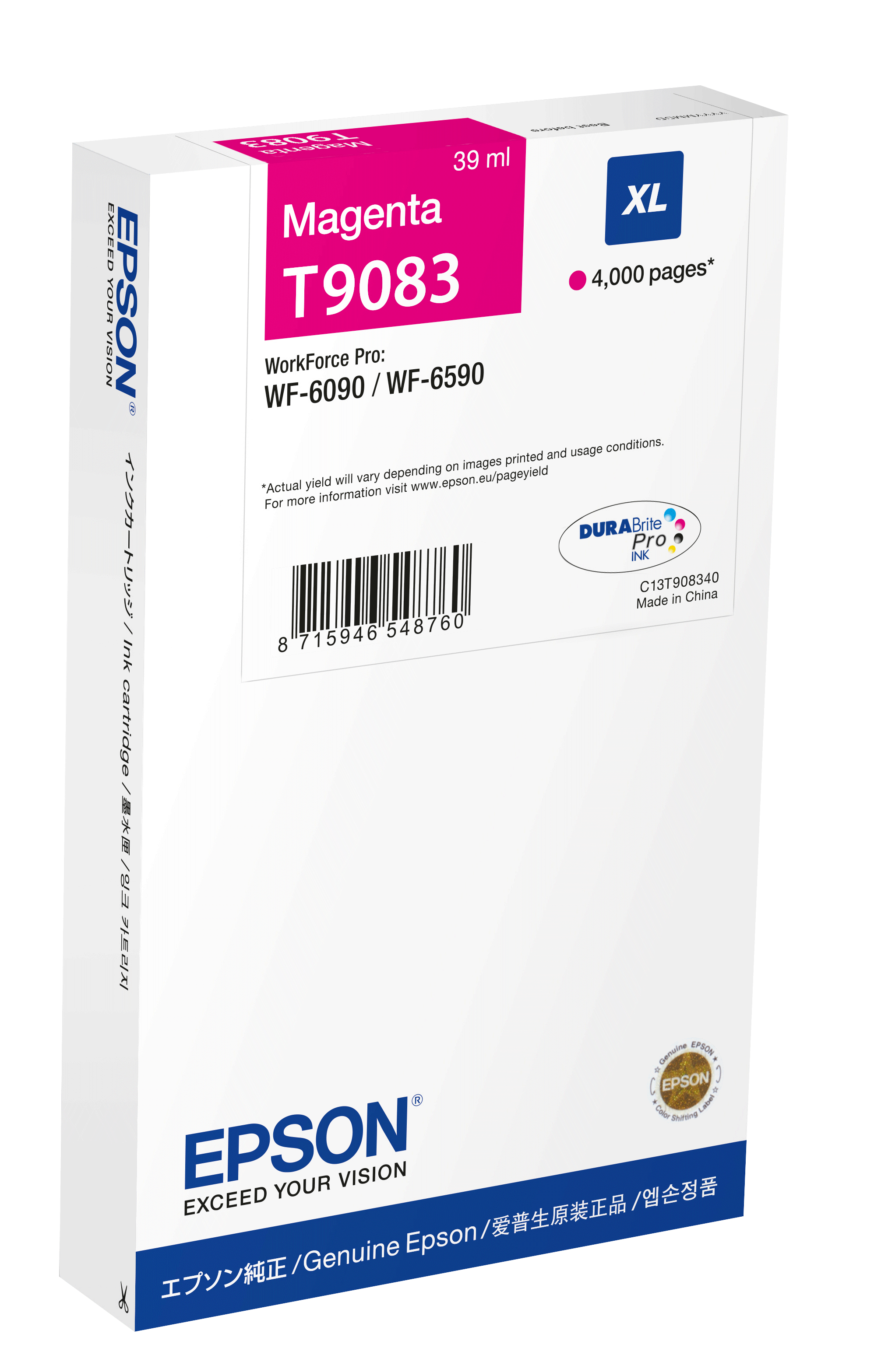 Image of Epson C13T908340/T9083 Ink cartridge magenta XL, 4K pages 39ml for...