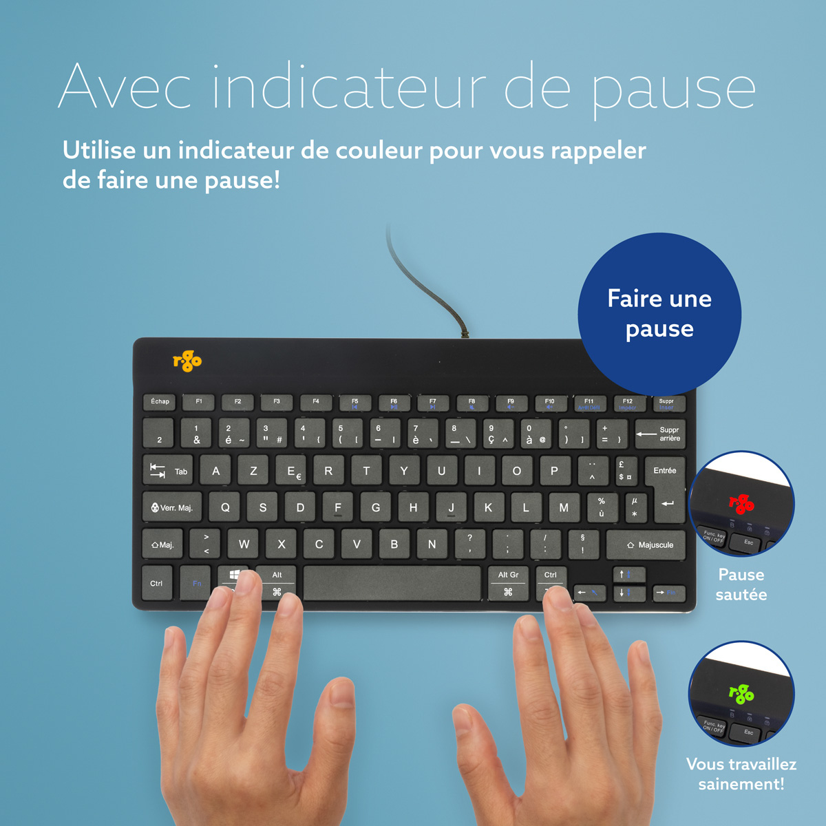 R-Go Tools Clavier ergonomique R-Go Compact Break, clavier compact avec ...