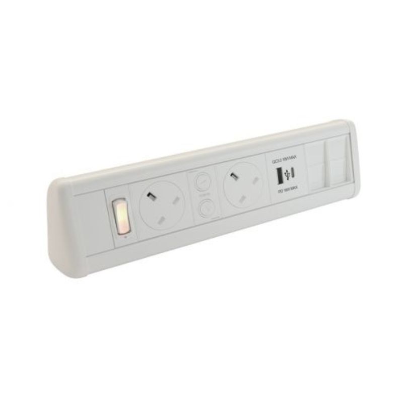 POWERDATA P-PACK DESK WHITE 2X POWER - USB A & C - 2X CAT.6 COUPLE