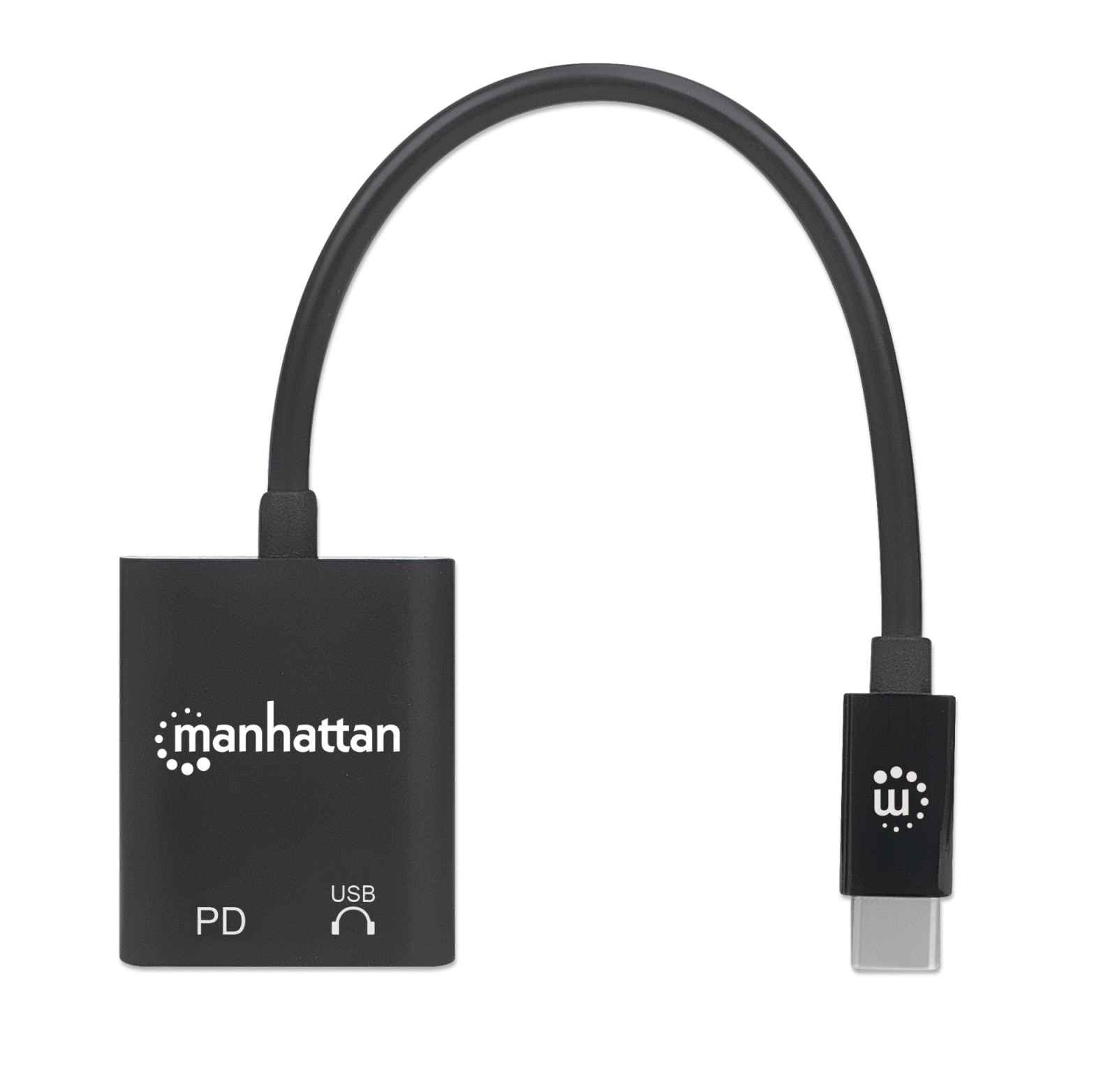 Manhattan USB-C to USB-C (inc Power Delivery) and USB-C Audio, 480 Mbps (USB 2.0), Cable 11cm, Black, Box
