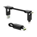 Rolling Square inCharge X mobile phone cable Black USB A USB C
