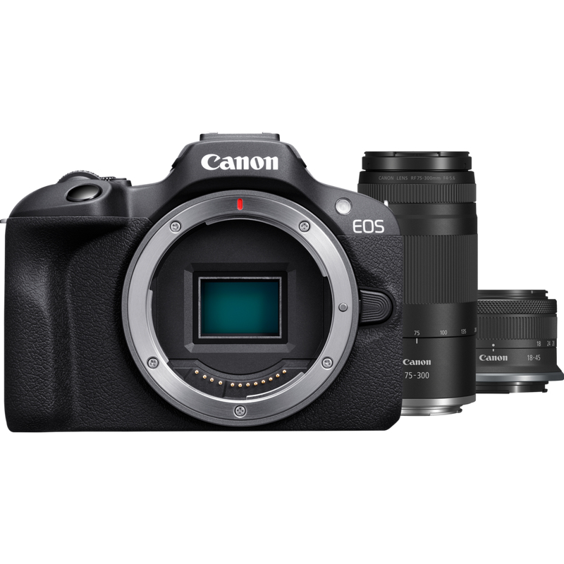 Image of Canon EOS R100 + RF-S 18-45mm F4.5-6.3 IS STM Lens + RF 75-300mm F4-5.