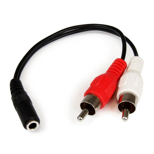 Image of StarTech.com 6in Stereo Audio Cable - 3.5mm Female to 2x RCA Male