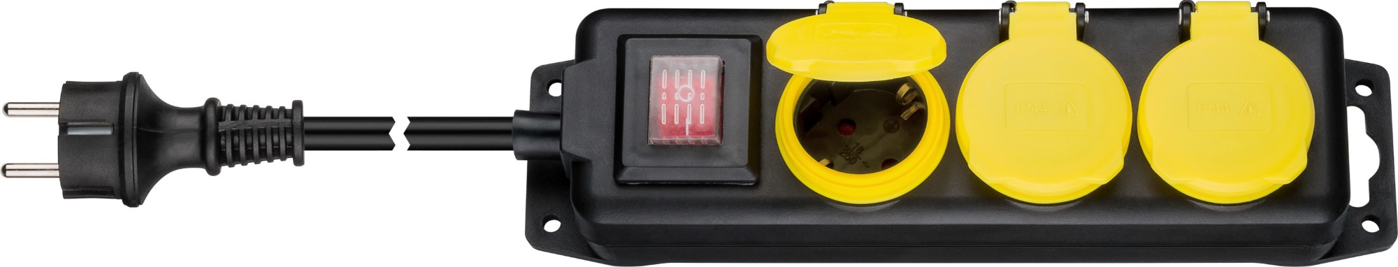 EU Product - 3-Way Power Outlet for Outdoor Use - Black