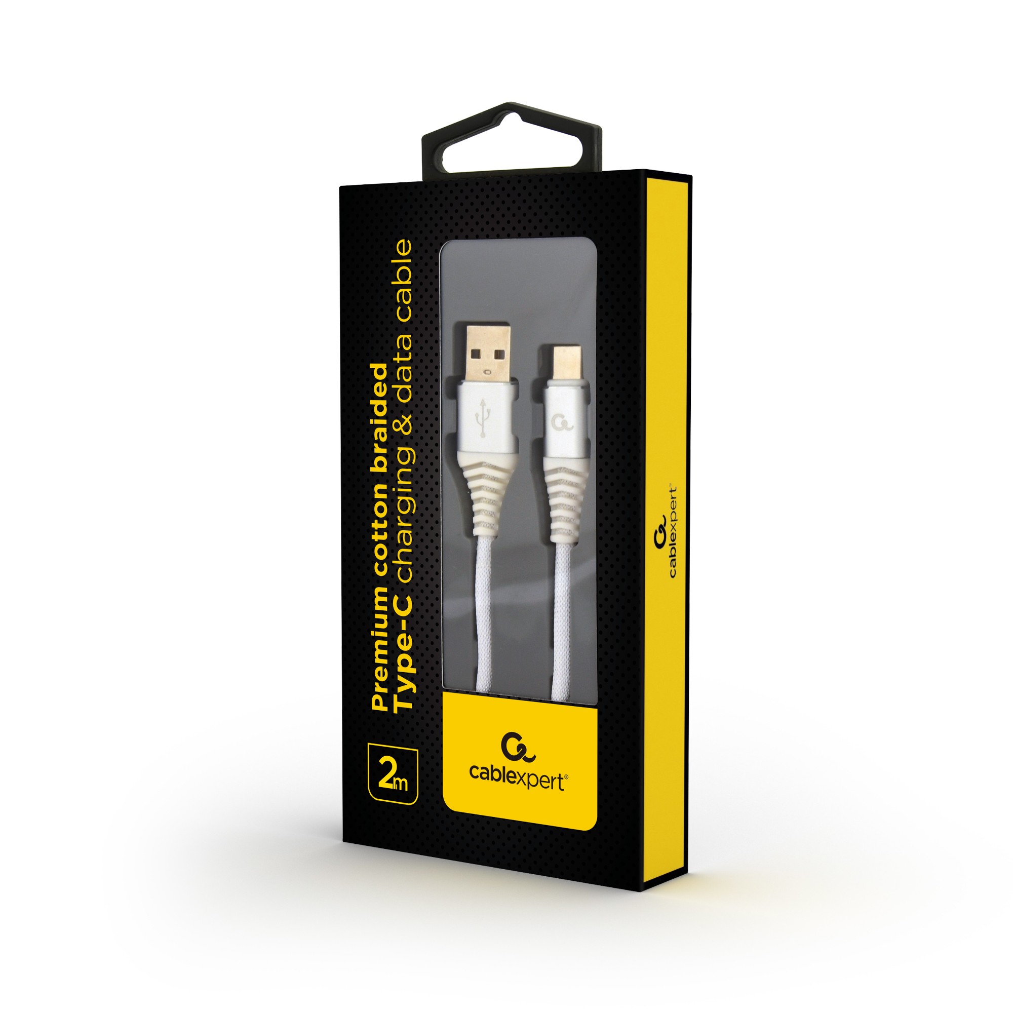 Gembird CC-USB2B-AMCM-2M-BW2 USB-kablar USB 2.0 USB A USB C Silver, Vit