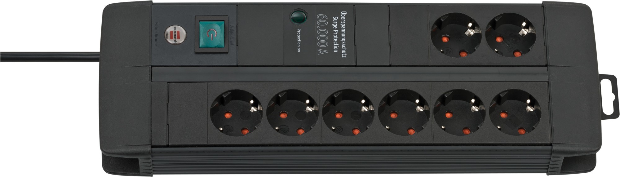 Image of Brennenstuhl 1256000678 power extension 3 m 8 AC outlet(s) Indoor Blac