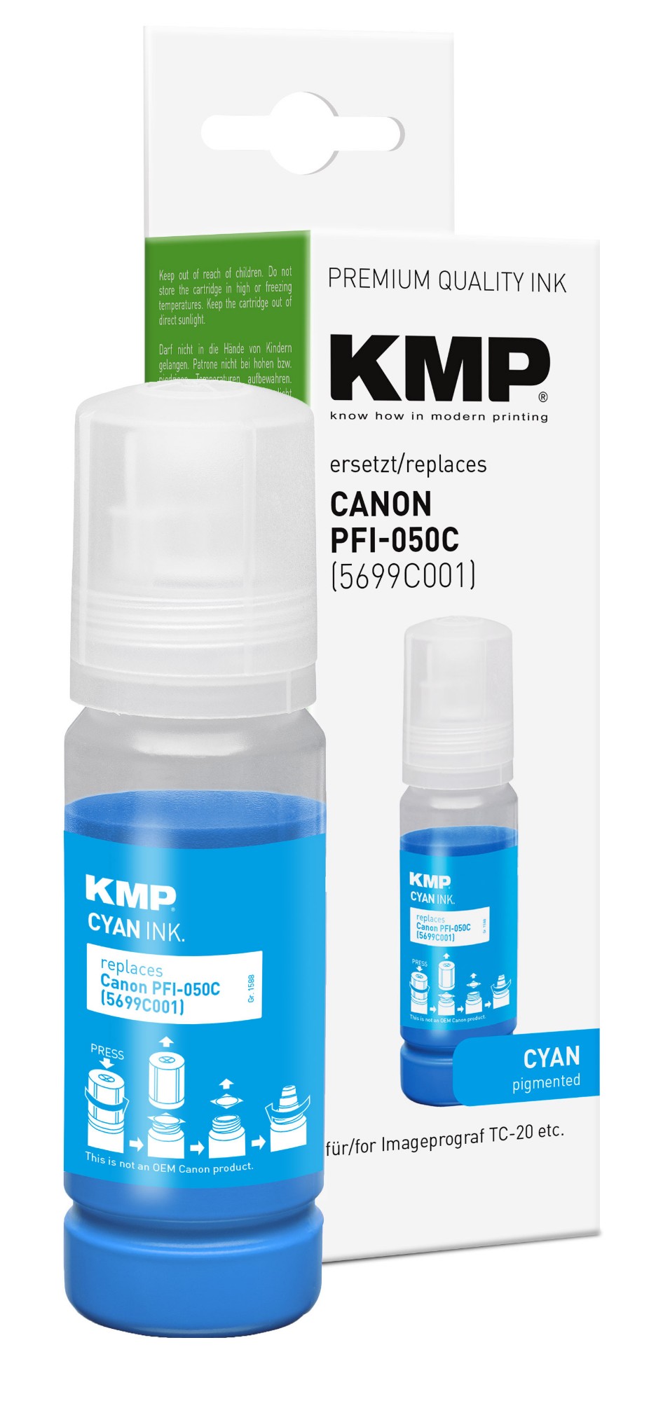1588,0003 KMP PRINTTECHNIK AG KMP Patrone Canon PFI050C (5699C001) cyan kompatibel