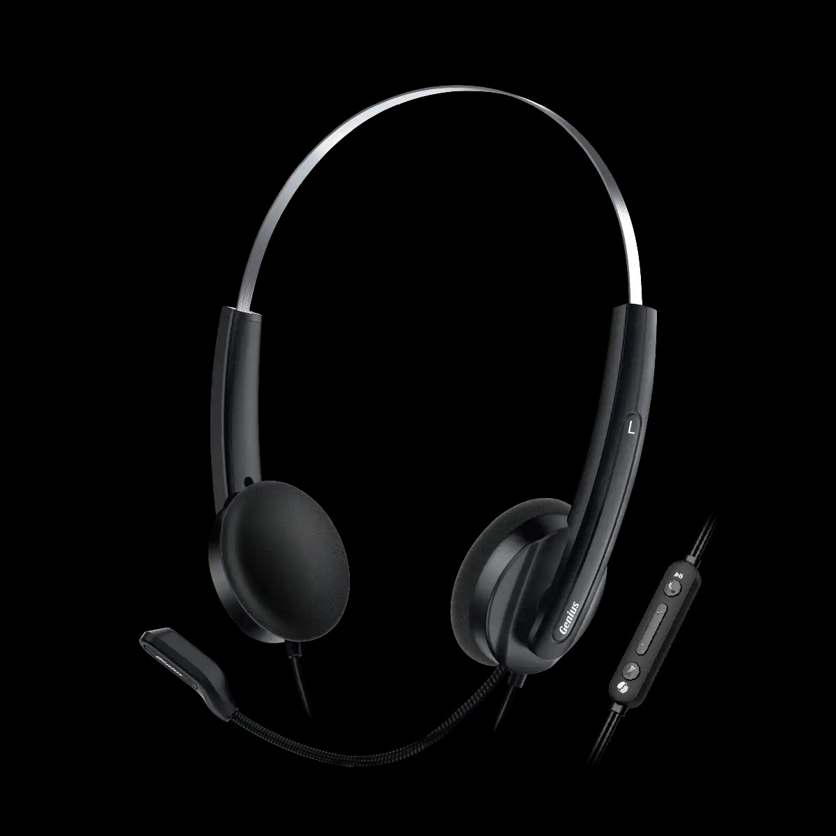 HS-220U Ultra Lightweight Headset with Mic, USB Connection, Plug and Play, Adjustable Headband and microphone with In-line Volume Control, Black thumbnail