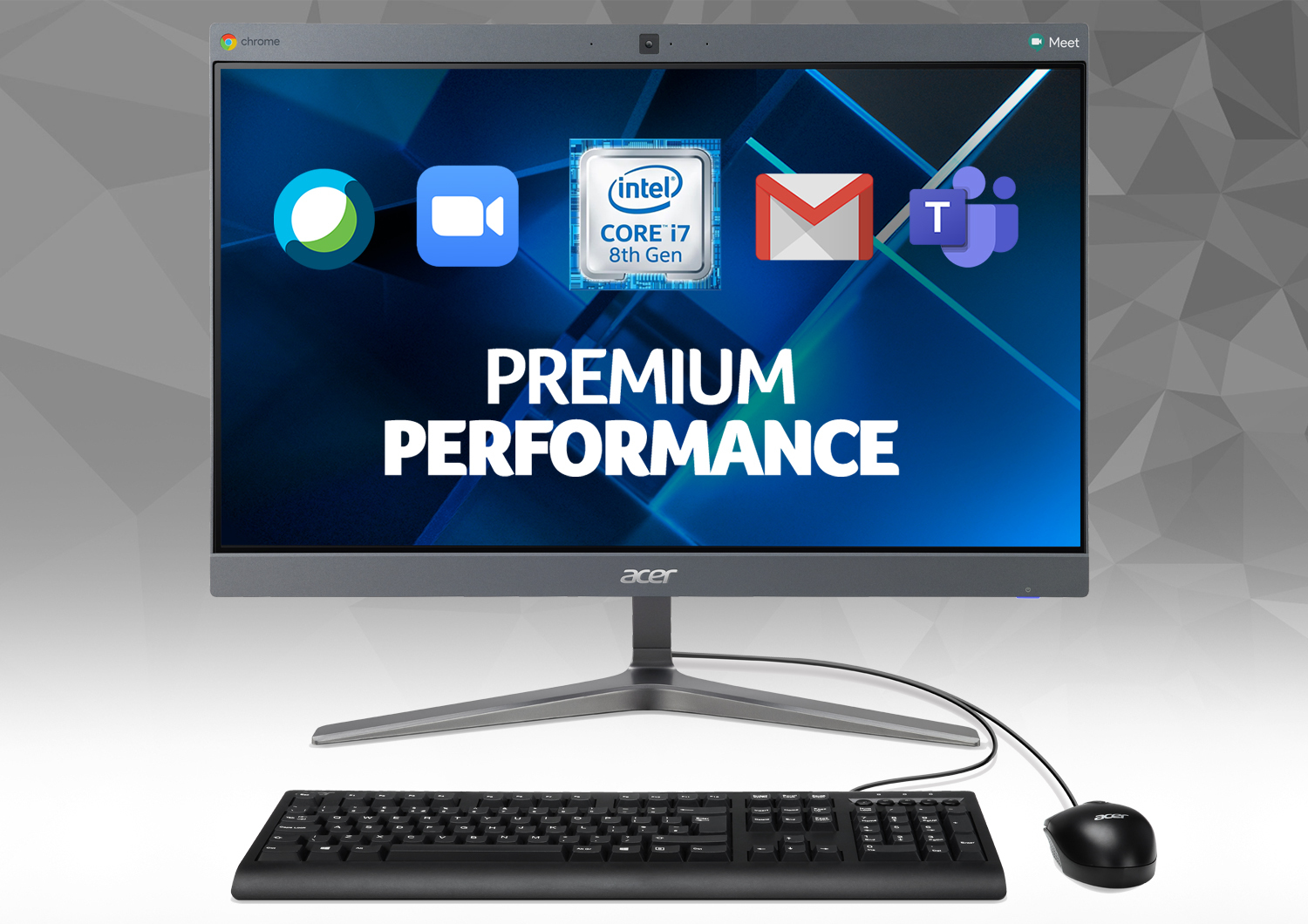 Acer Chromebase 24 DQ.Z0ZEK.001 All-in-One PC/workstation 60.5 cm (23.8") 1920 x 1080 pixels Touchscreen 8th gen Intel® Core™ i7 4 GB DDR4-SDRAM 32 GB SSD Chrome OS Wi-Fi 5 (802.11ac) Grey