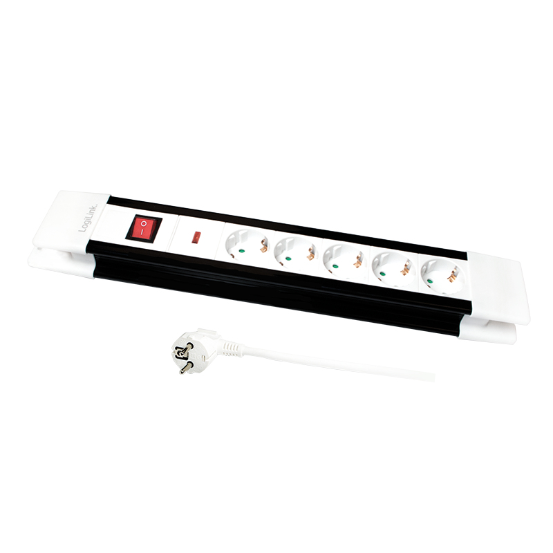 Image of LogiLink LPS211 power extension 3 m 5 AC outlet(s) Indoor Black,White