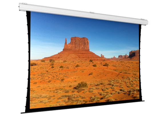 Screen International Major Pro C Tensioned VA 450cm x 253cm, 16/9 Format Tensioned Electric Screen, Matt White Surface ( will have a seam) 30cm Black Drop and 5cm Black Borders - White case with CEILING mounting brackets - 220v motor