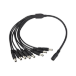 Maplin 8 Way Power Splitter Cable DC 1x Female 8x Male 5.5 x 2.1mm Plug for CCTV - Black