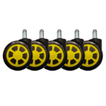 LC-Power LC-CASTERS-3BY bureaustoelonderdeel Geel, Zwart Kunststof, Rubber Zwenkwielen