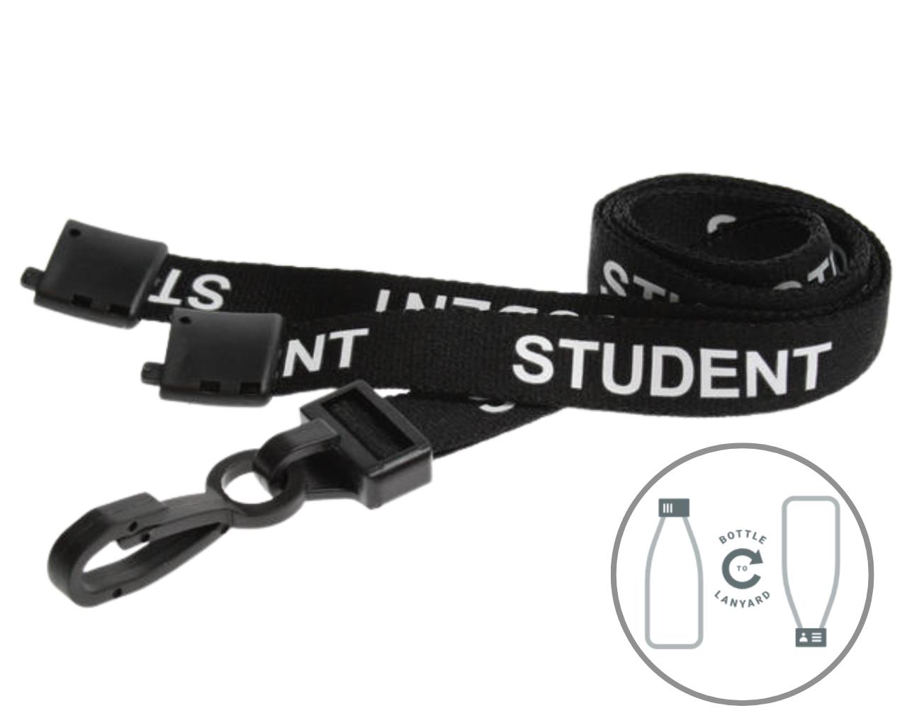Image of Digital ID 15mm Recycled Black Student Lanyards with Plastic J...