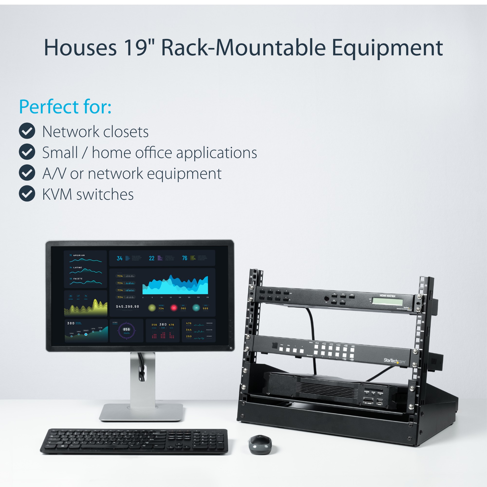 StarTech.com 8U Desktop Rack - 2-Post Open Frame Rack