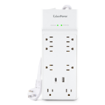 Cyberpower CYBERPOWER, 8 OL SURGE STRIP 6 FT CORD 2400 JOULES 1 USB-A 1 USB-C WHITE