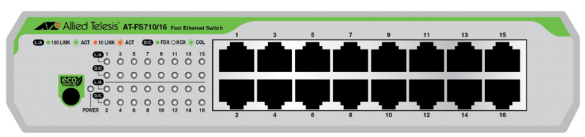 Allied Telesis AT-FS710/16-50 Unmanaged Fast Ethernet (10/100) 1U Gree