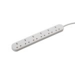 connektgear 3m 6 Way Power Extension Block - UK Plug to 6 x UK Sockets - White