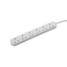connektgear 2m 6 Way Power Extension Block - UK Plug to 6 x UK Sockets - White