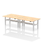 Dynamic Air Back-to-Back W1600 x D600mm Height Adjustable Sit Stand 4 Person Bench Desk With Cable Ports Maple Finish Silver Frame - HA02228 DD