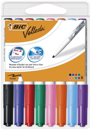 BIC Velleda 1741 marker 8 pc(s) Bullet tip Black, Blue, Brown, Green, Orange, Pink, Red, Yellow