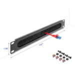 DeLOCK 12″ Cable Management Brush Strip 1U dark grey