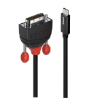 Lindy 43256 video kabel adapter 1 m USB C DVI Zwart, Rood
