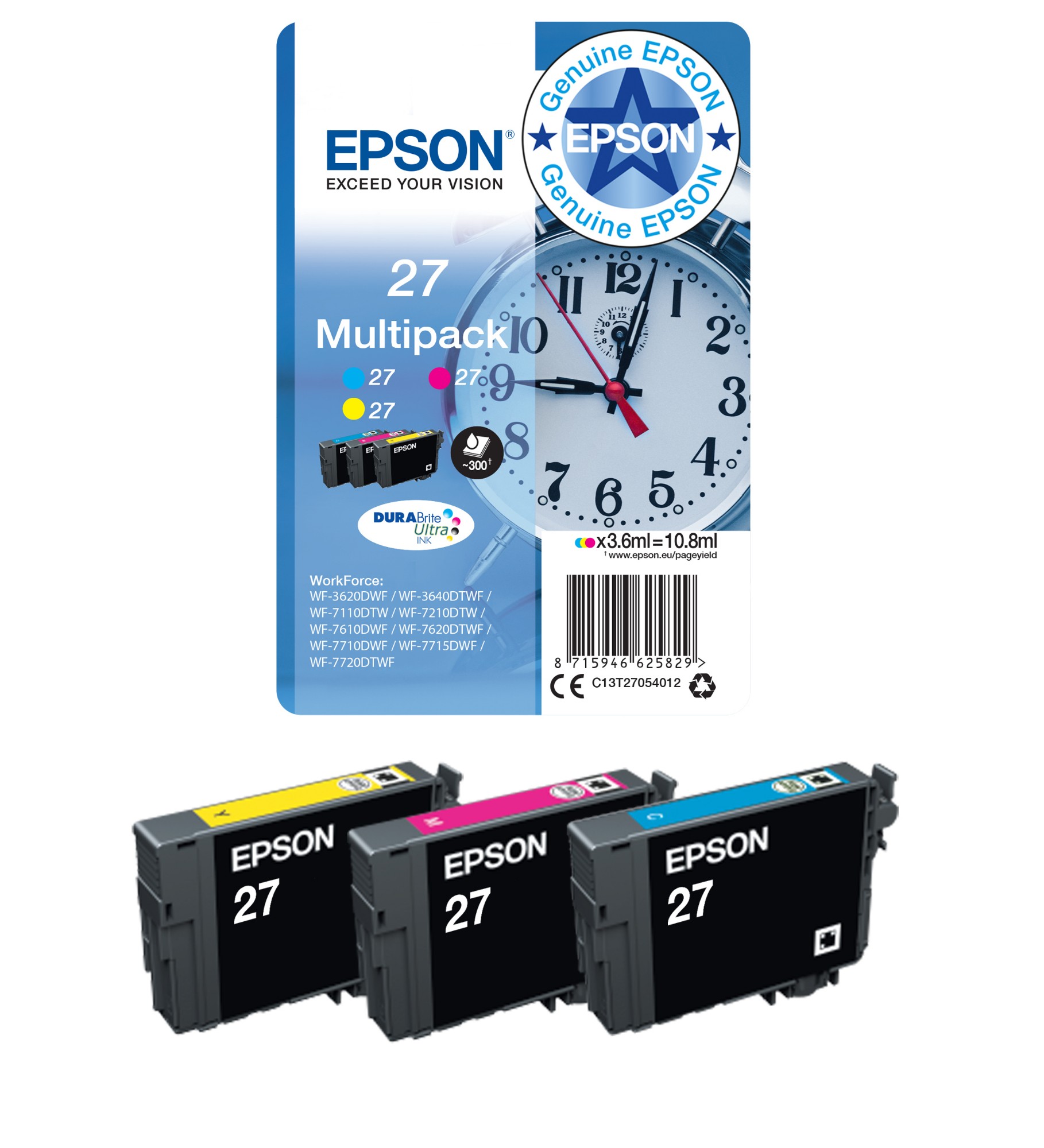 Epson 27XL Alarm Clock DURABrite Ultra Ink Cartridge High Yield Black C13T27114012