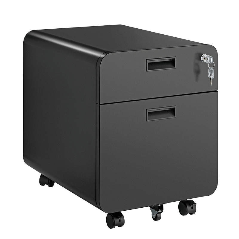 Mobile File Cabinet, 2-drawer, w/ lock, black