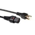 ACT Netsnoer USA male - C13 IEC Lock zwart 2 m, PC1063