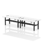 Dynamic Air Back-to-Back W1800 x D600mm Height Adjustable Sit Stand 4 Person Bench Desk With Cable Ports White Finish Black Frame - HA02568 DD