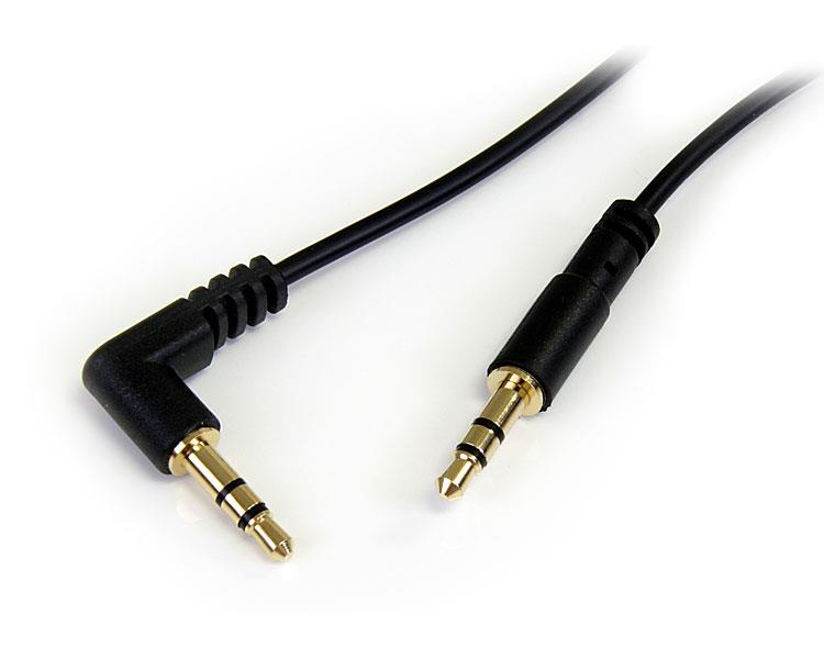 Image of StarTech.com 3 ft Slim 3.5mm to Right Angle Stereo Audio Cable - M/M