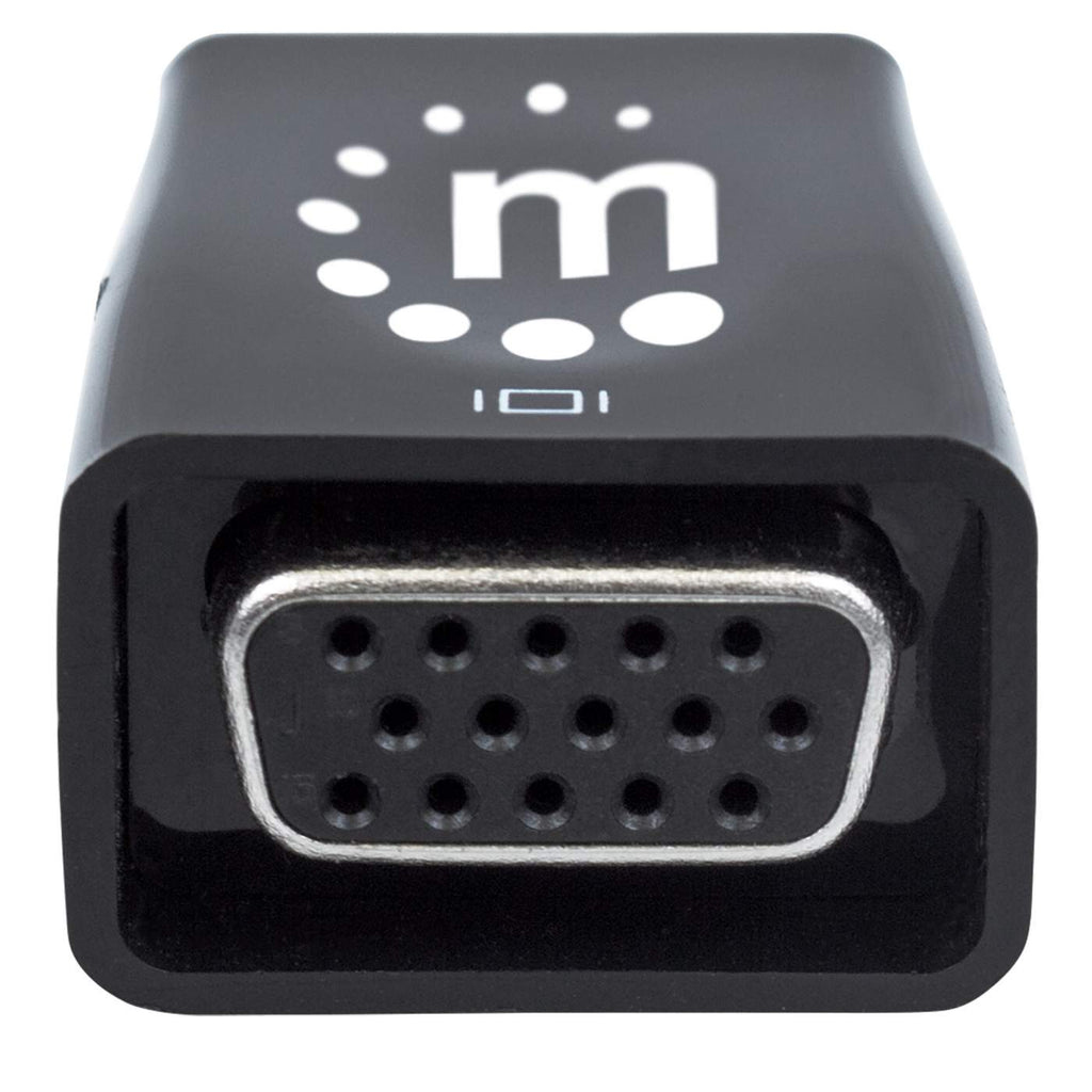 Manhattan HDMI to VGA (with Audio) Converter, 1080p, Male to Female, Micro-USB Power Input Port for additional power if needed, Black, Three Year Warranty