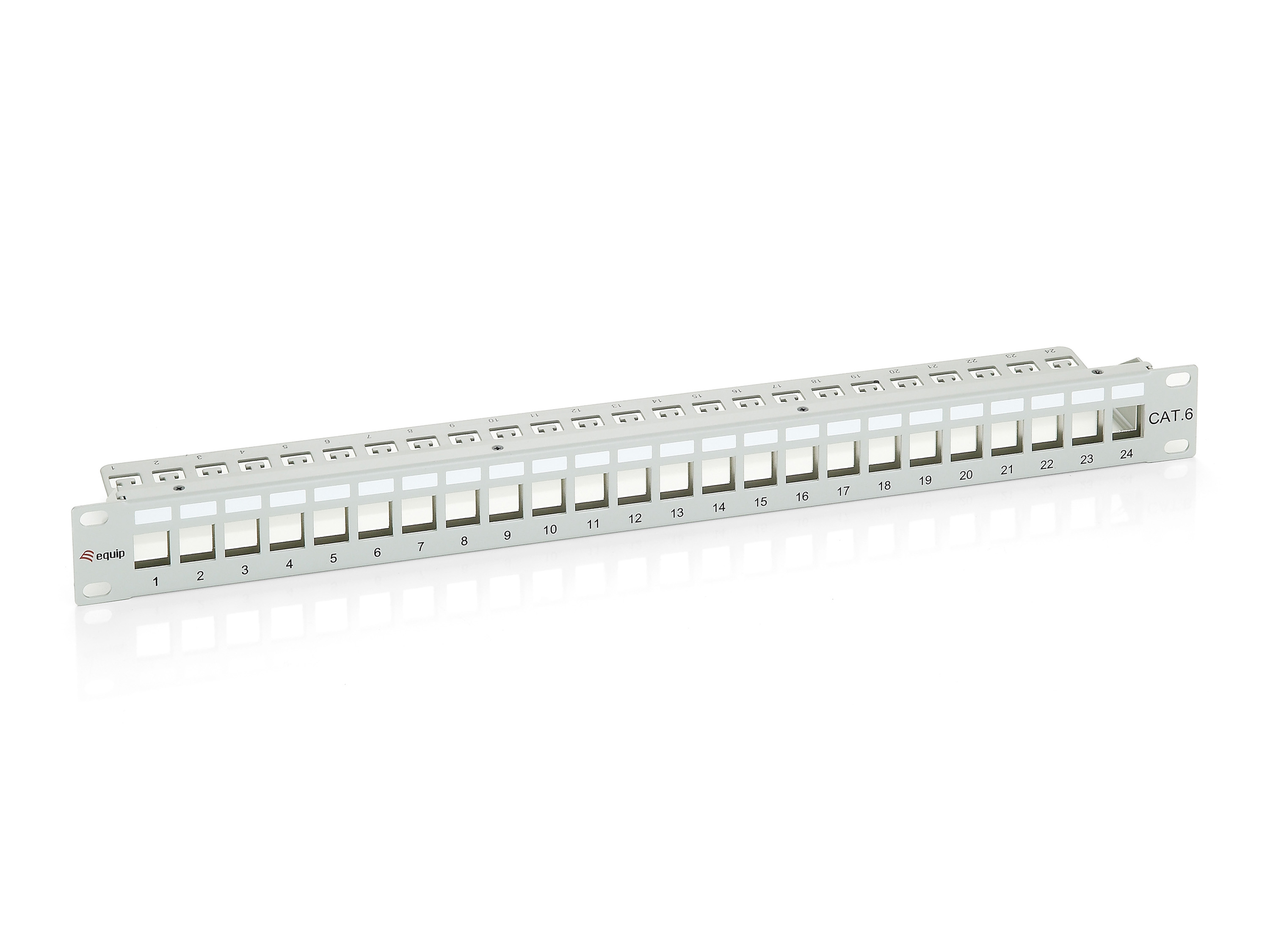 Image of Equip 24-Port Keystone Cat.6 Shielded Patch Panel, Light Grey