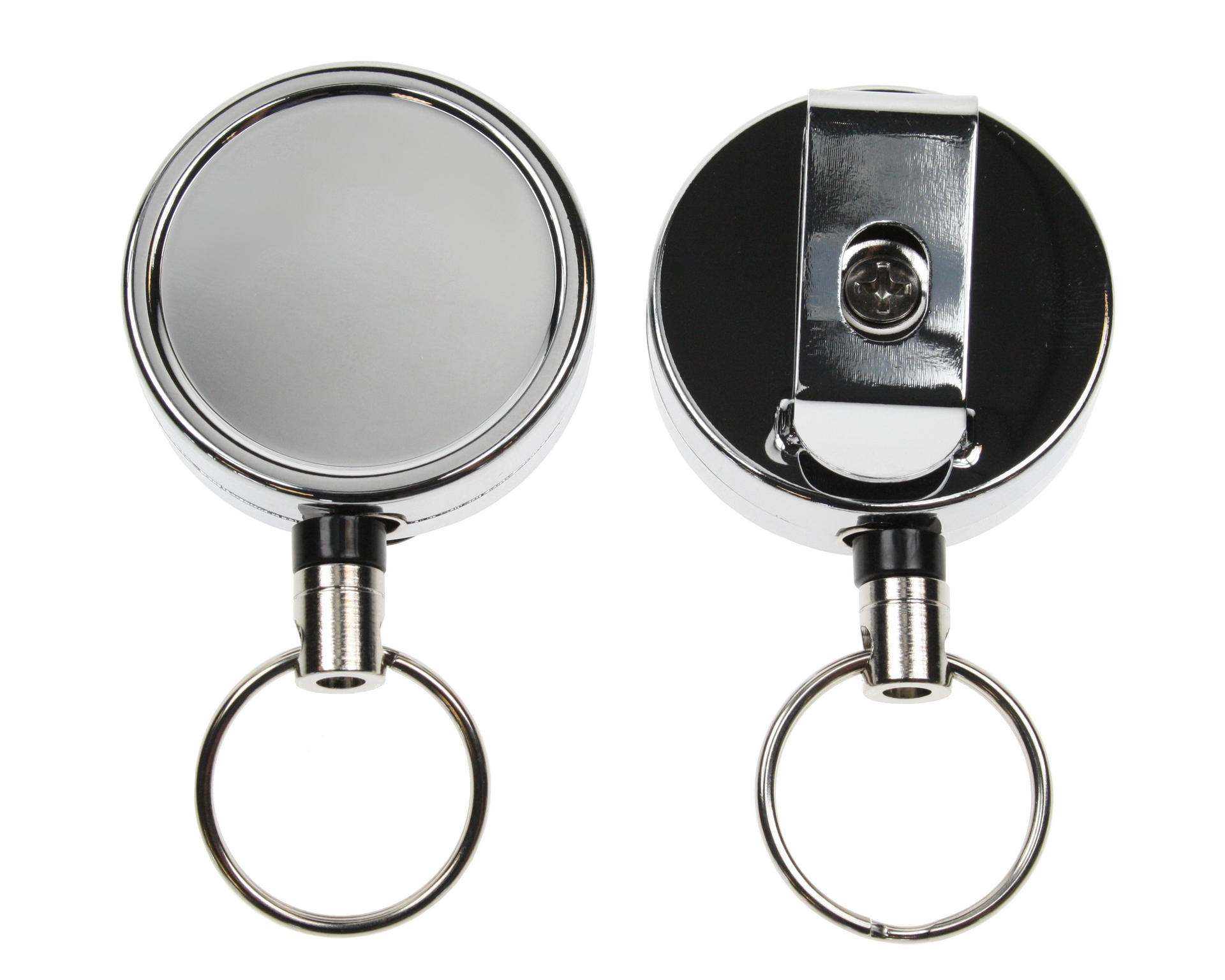 Image of Digital ID Chrome ID Badge Reels with Key Ring (Pack of 50)