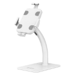 Manhattan Desktop Kiosk Stand (Anti theft) for Tablet and iPad, Universal, 360Â° Rotation, Tilt +20Â° to -110Â°, White, Lockable, Countertop Holder for 7.9" to 11" Tablets, Extendable clamps: height 200 to 246mm/width 129 to 181mm, Lifetime warranty