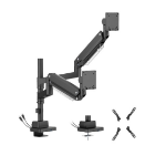 Brateck LDT80-C024UCP Matte Black Super Heavy-Duty Pole-Mounted Gas Spring Dual Monitor Arm with USB-A and USB-C Ports For most 24'-57' Monitors (LS)