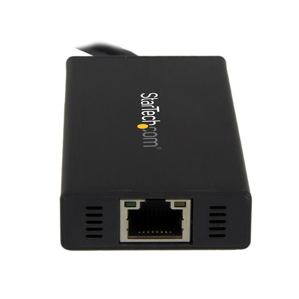 StarTech.com 3-Port Portable USB 3.0 Hub plus Gigabit Ethernet - Aluminum with Built-in Cable