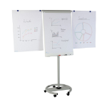 Rocada VISUALLINE Mobile Magnetic Flipchart (Height Adjustable with Castors) - Grey