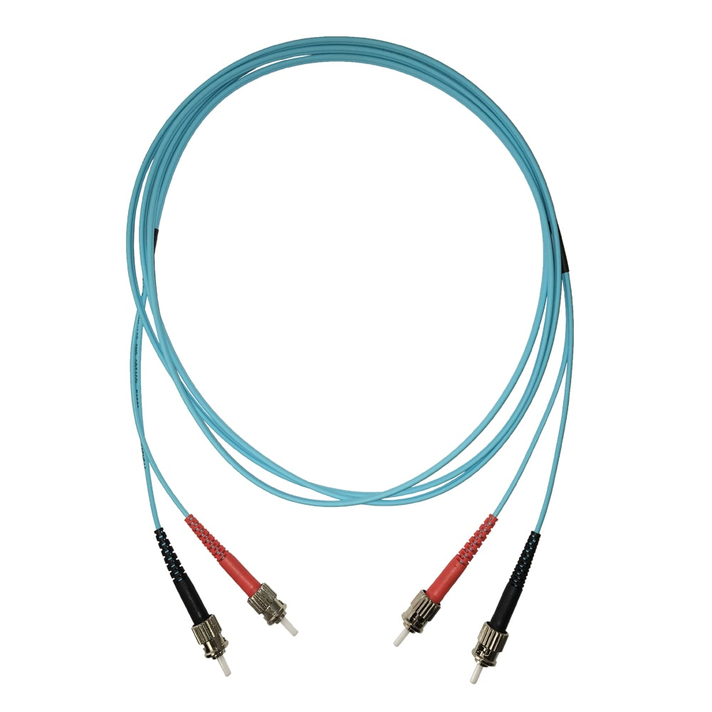 Videk 50/125 OM3 ST to ST Duplex Fibre Optic Patch Cable Aqua 2Mtr