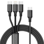 CODi CB1068-1 mobile phone cable Black 47.6" (1.21 m) USB C Micro USB + Lightning + USB C