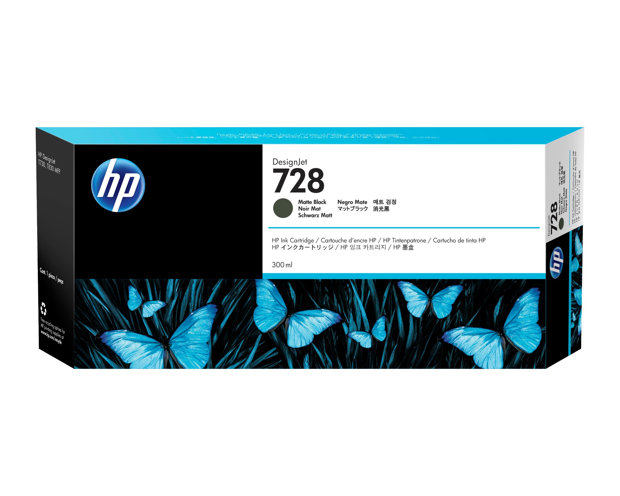 HP F9J68A/728 Ink cartridge black matt 300ml for HP DesignJet T 730/830