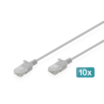 Digitus CAT 6 U-UTP Slim patch cable, 0.5 m, gray, 10 pieces