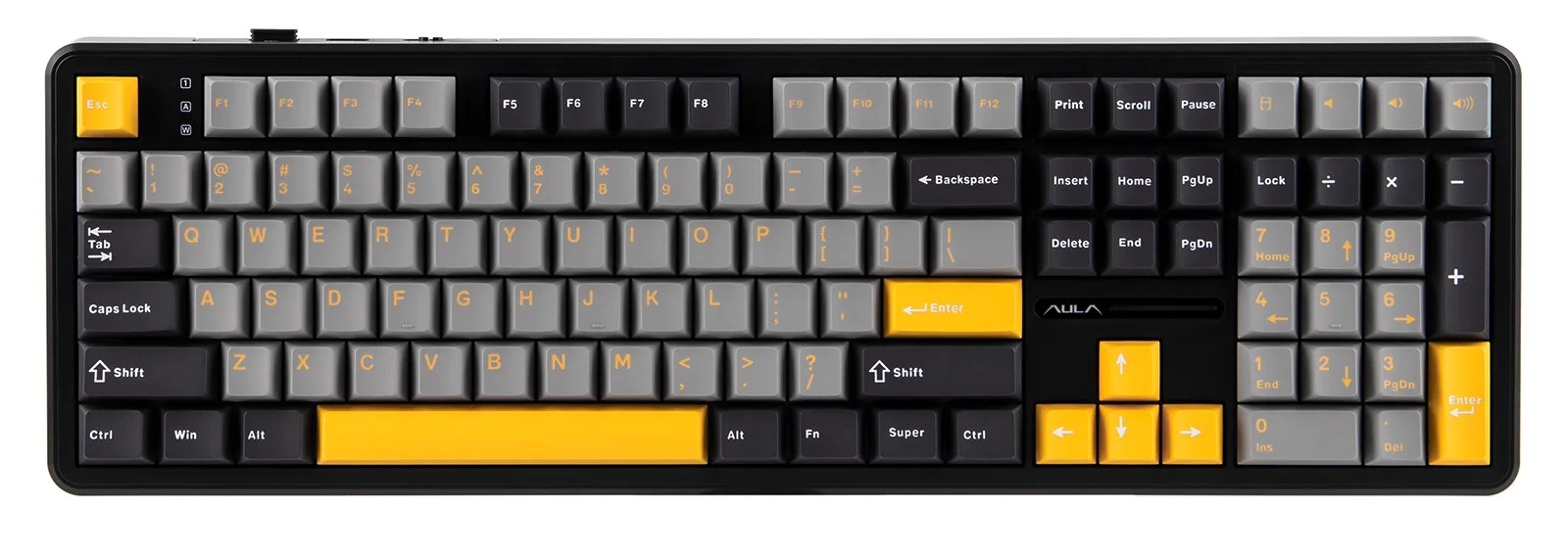 AUL F108 Gray+Orange+Deep Gray Gasket Keyboard with Volcano RGB Switches â€“ AULA